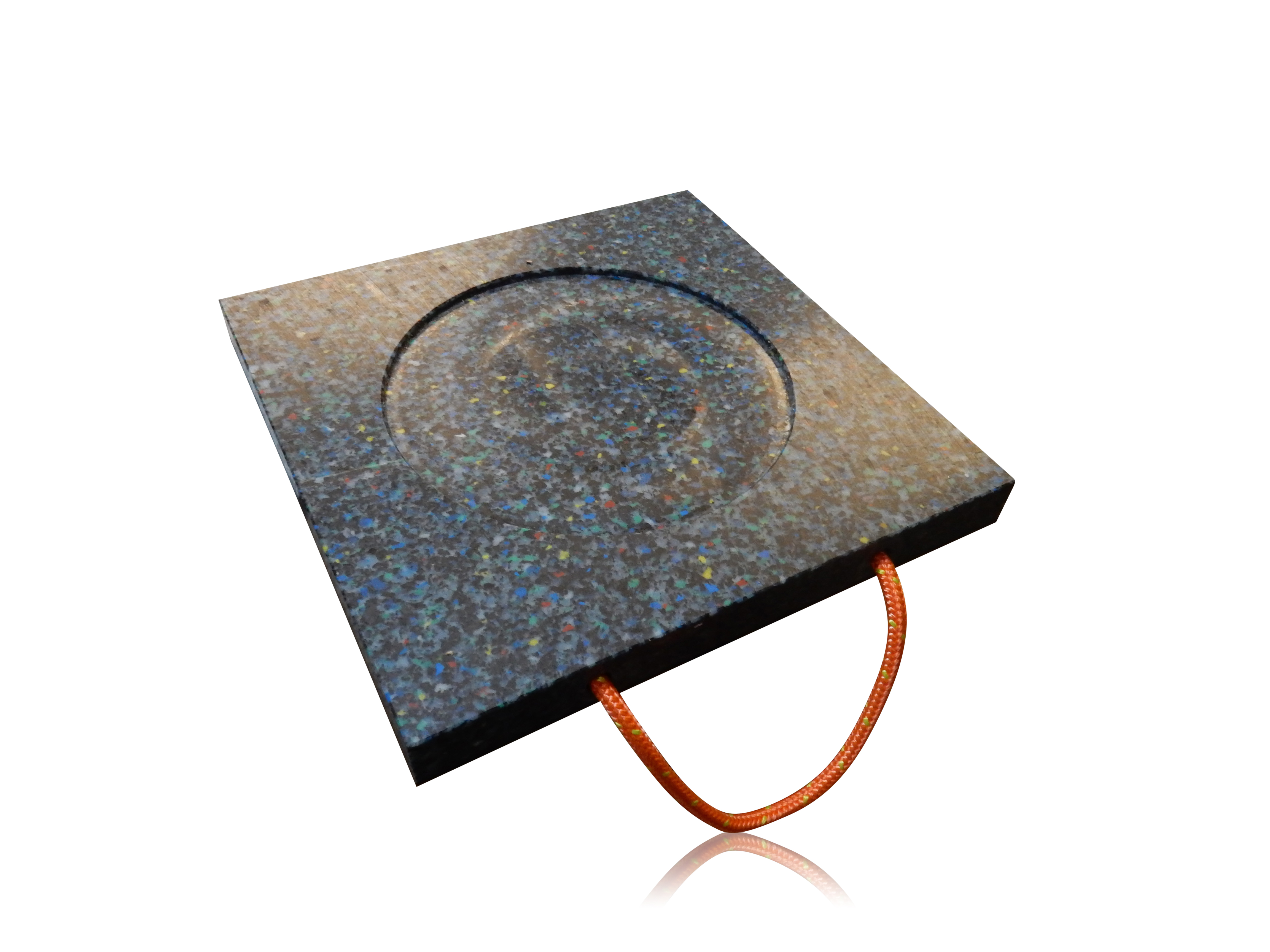 Gummierte Abstützplatte/Unterlegplatte mit Kreisausfräsung